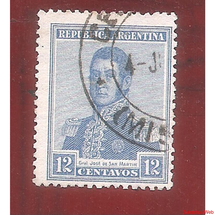 ARGENTINA 1917(219I) SAN MARTIN  FILI HH  13,5x12,5 USADA