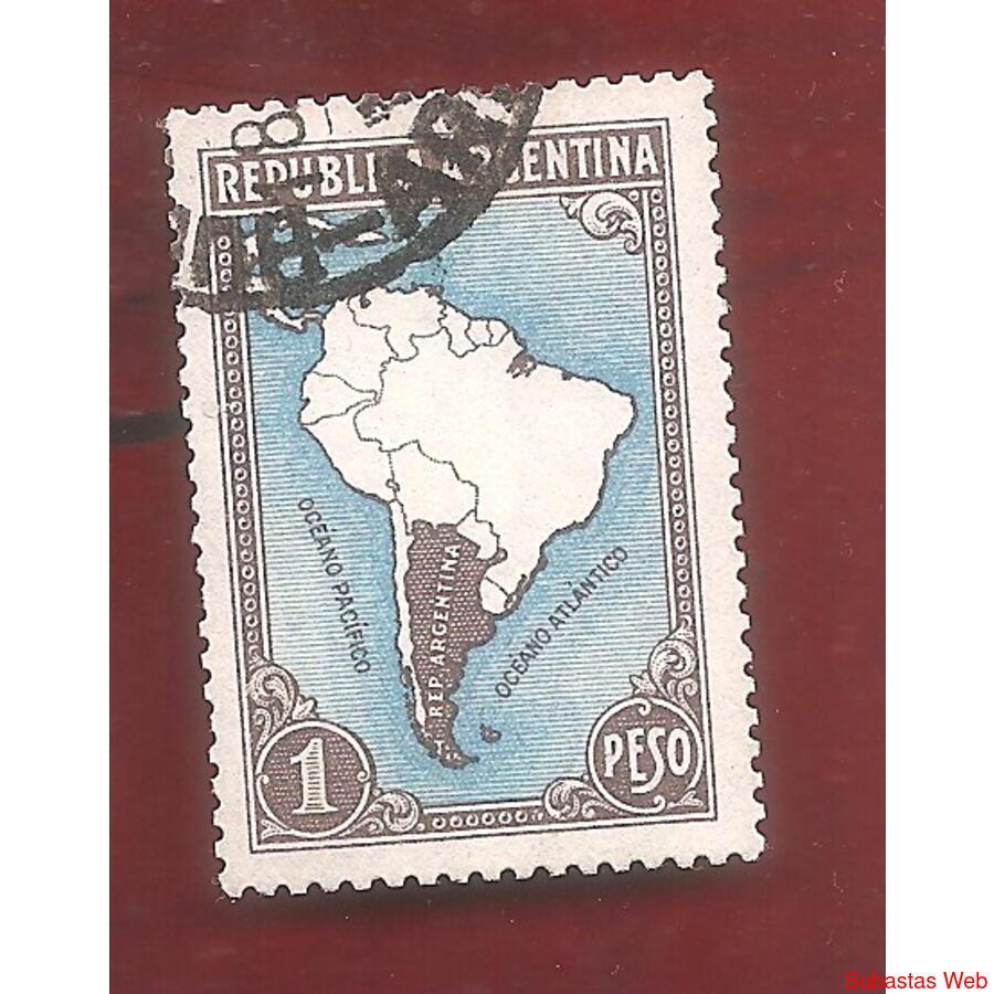 ARGENTINA 1935(380) PROC Y RIQ.:  MAPA CON DIVISIONES USADA