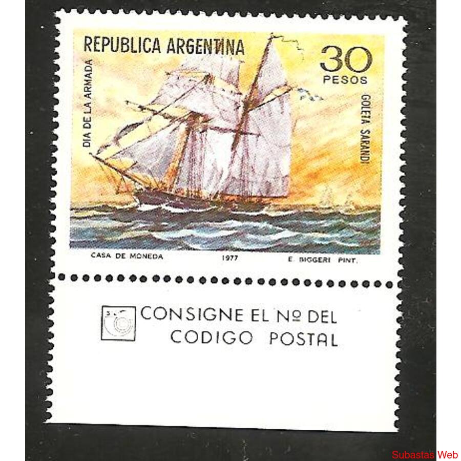 ARGENTINA 1977(1097) DIA DE LA ARMADA CON BORDE  MINT