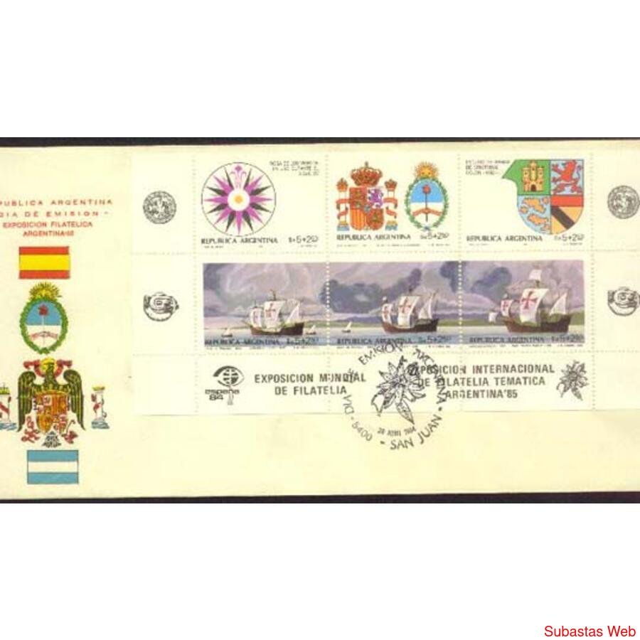 ARGENTINA 1984(1455-60) SOBRE PDE: EXPO FILATELICA ARGENTINA