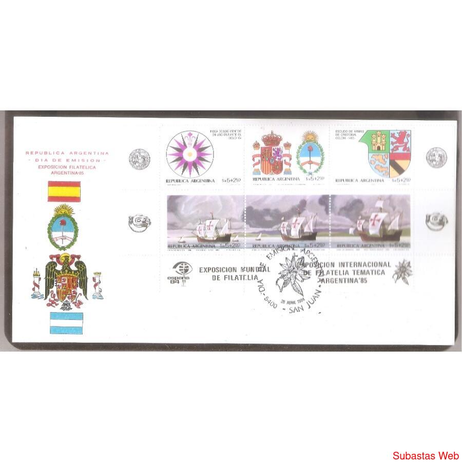 ARGENTINA  1984(1455-60)  TARJETA PDE: EXPO FILATELICA ARGEN