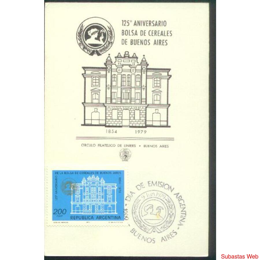 ARGENTINA 1979(1176) TARJETA PDE:  BOLSA DE CEREALES