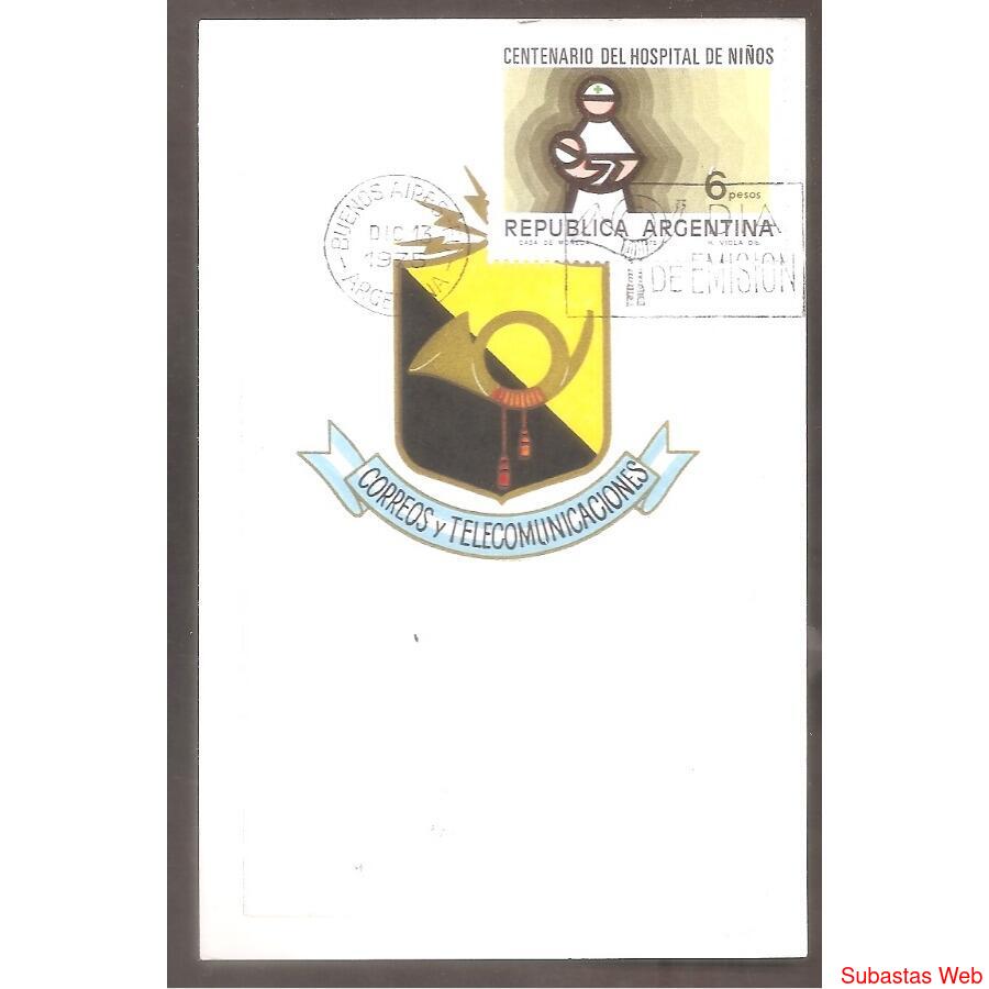 ARGENTINA 1975(1033) TARJETA PDE: CENTENARIO HOSPITAL DE NIÑ