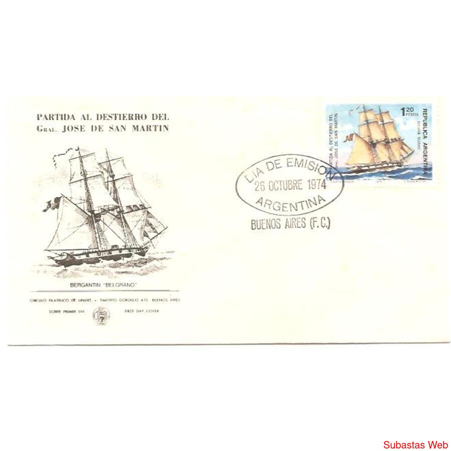 ARGENTINA 1974(986) SOBRE PDE: DESTIERRO DE SAN MARTIN