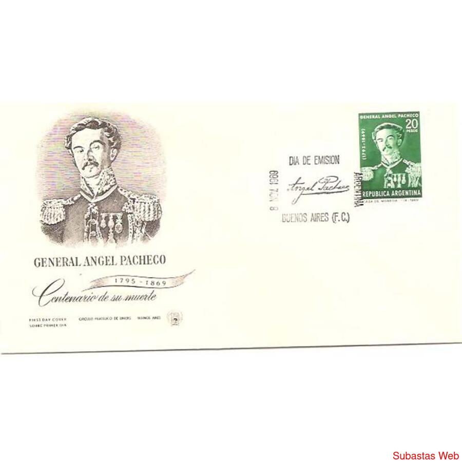 ARGENTINA 1969(849) SOBRE PDE: MUERTE DEL GENERAL PACHECO