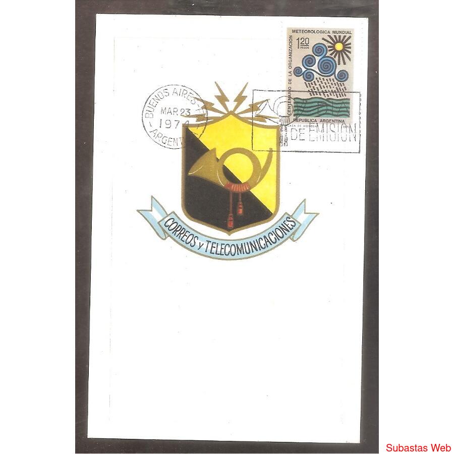 ARGENTINA 1974(967) TARJETA PDE 100 AÑOS . METEROLOGICA
