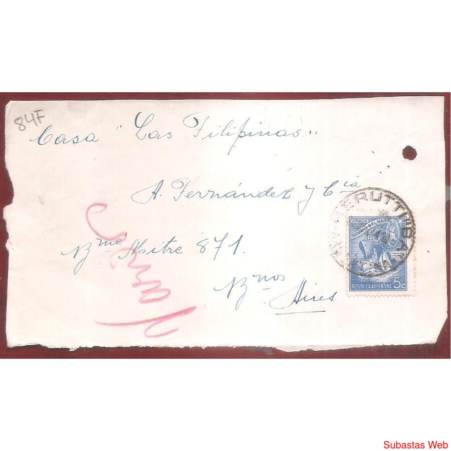 ARGENTINA 1944  SOBRE CIRCULADO NUMERO  84F