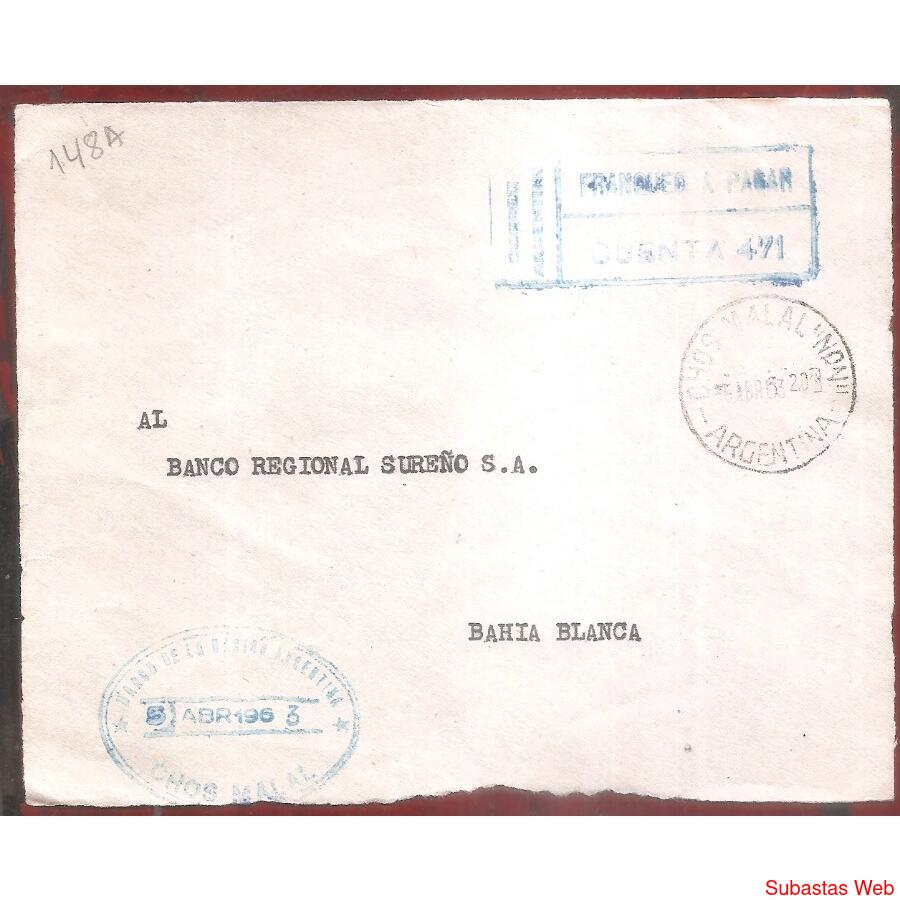 ARGENTINA  1963  SOBRE CIRCULADO  NUMERO  148A