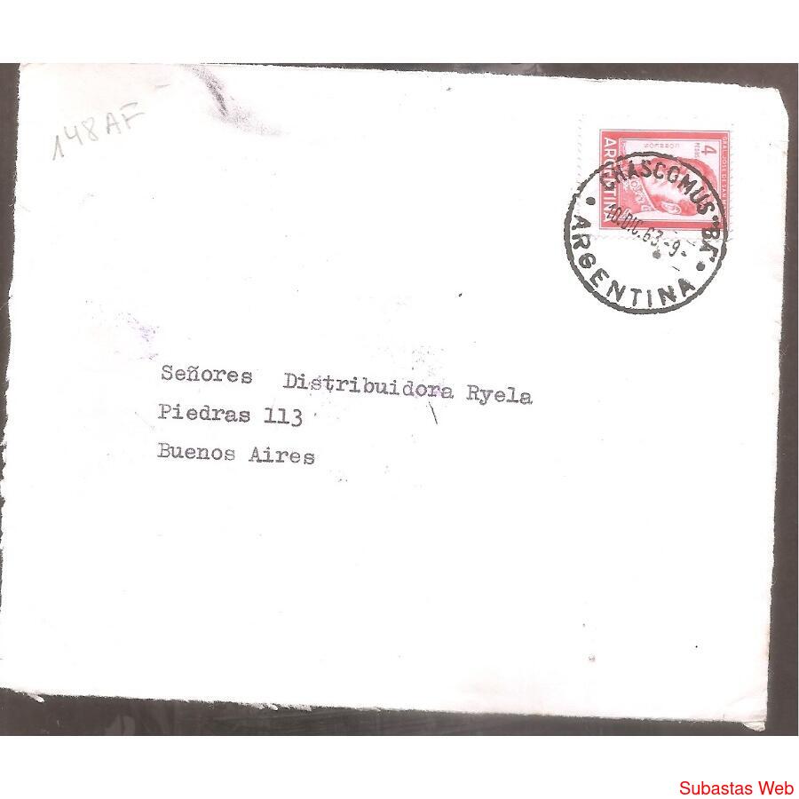 ARGENTINA  1963  SORE CIRCULADO  NUMERO  148AF