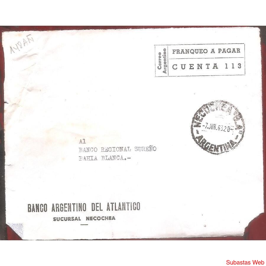 ARGENTINA  1963  SOBRE CIRCULADO  NUMERO  148AÑ