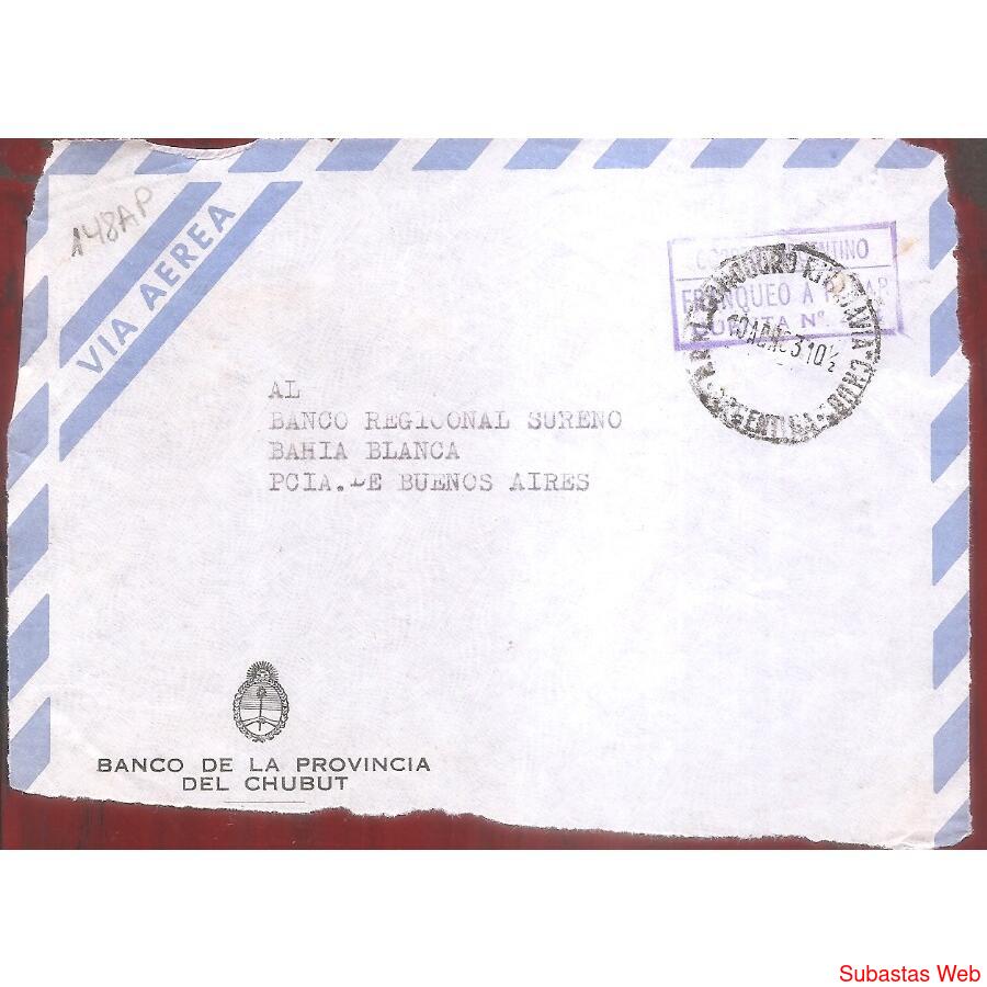 ARGENTINA  1963  SOBRE CIRCULADO  NUMERO  148AP