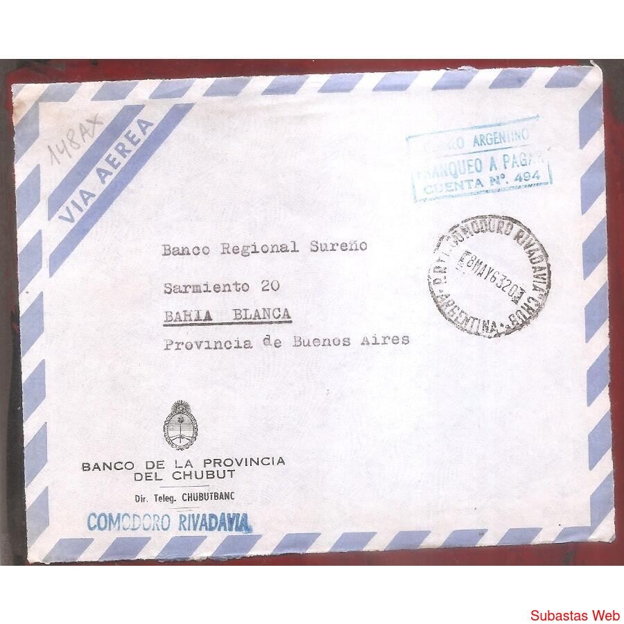 ARGENTINA  1963  SOBRE CIRCULADO  NUMERO  148AX