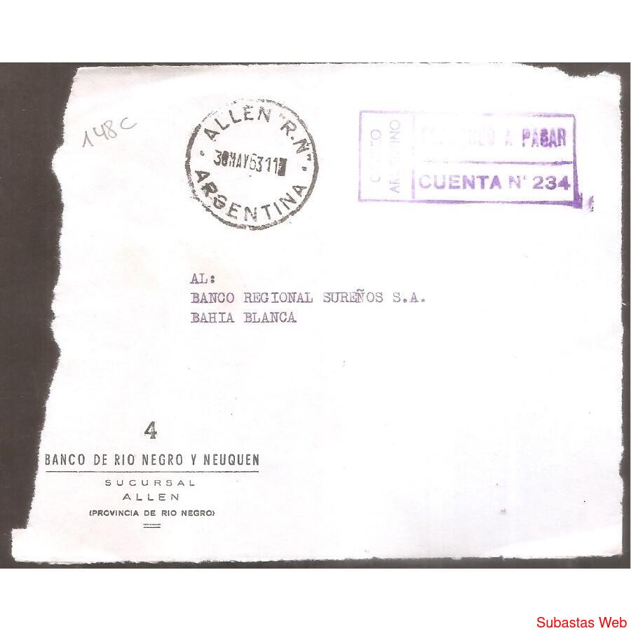 ARGENTINA  1963  SOBRE CIRCULADO  NUMERO  148C