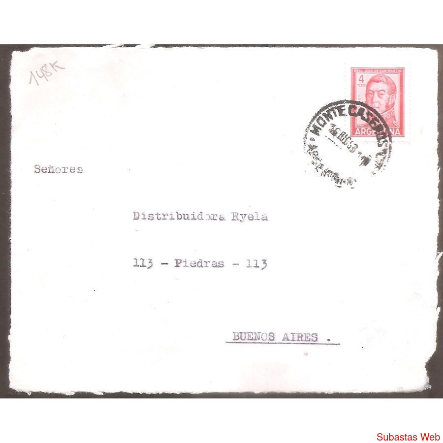 ARGENTINA  1963  SOBRE CIRCULADO  NUMERO  148K