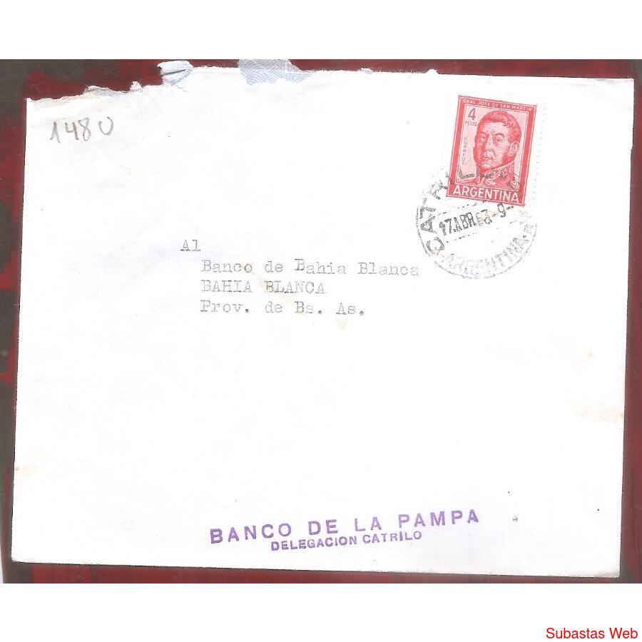 ARGENTINA  1963  SOBRE CIRCULADO  NUMERO  148U
