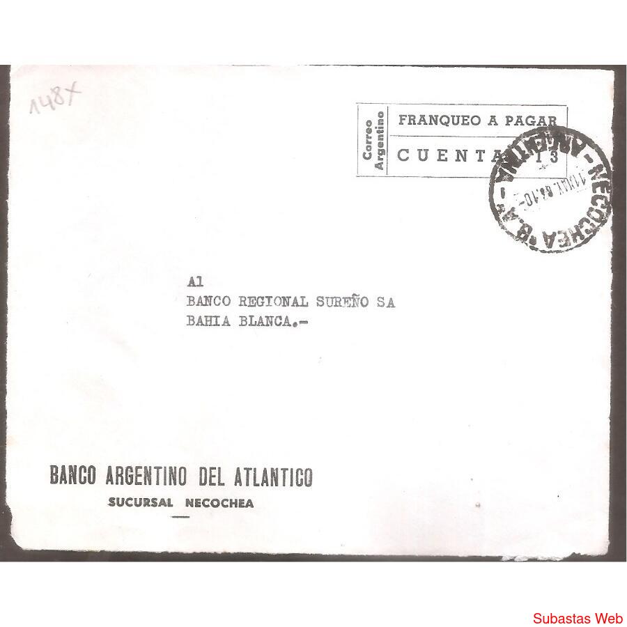 ARGENTINA  1963  SOBRE CIRCULADO  NUMERO  148X
