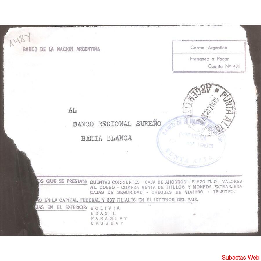 ARGENTINA  1963  SOBRE CIRCULADO  NUMERO  148Y