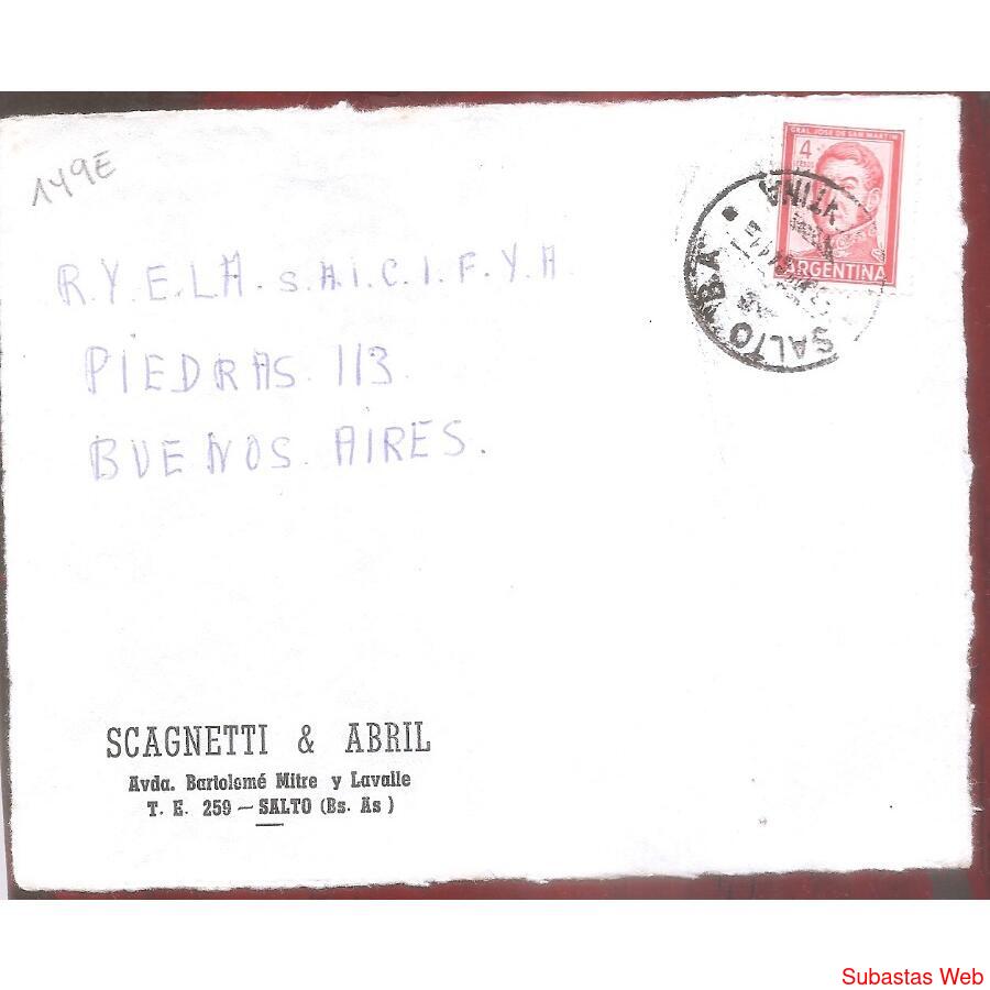 ARGENTINA  1964  SOBRE CIRCULADO  NUMERO  149E