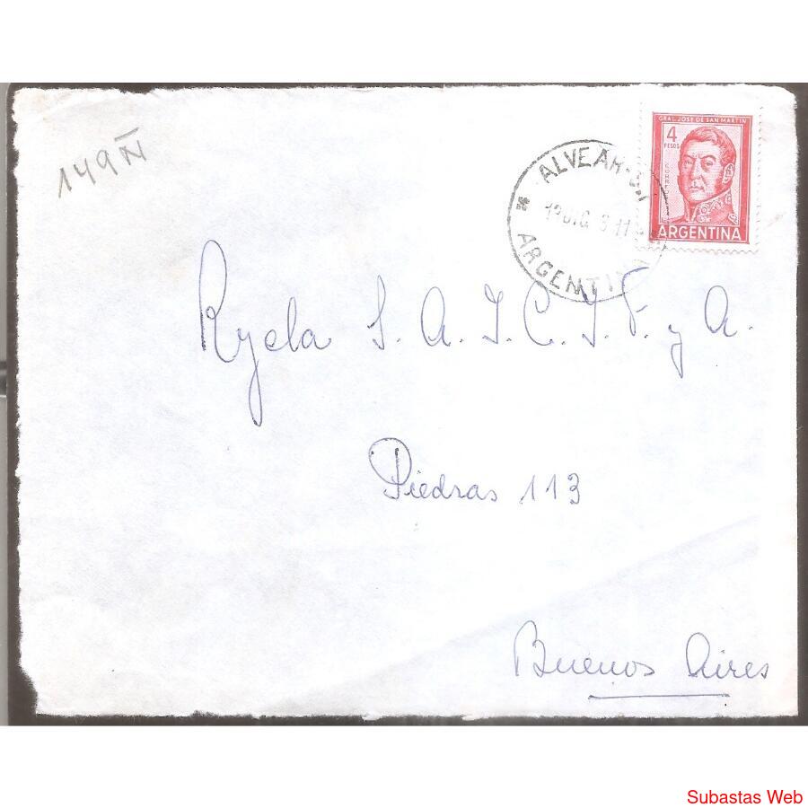 ARGENTINA  1964  SOBRE CIRCULADO  NUMERO   149Ñ