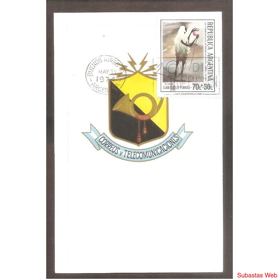 ARGENTINA 1974(970)  TARJETA PDE  EXPOSICION DE PRENSA FILAT