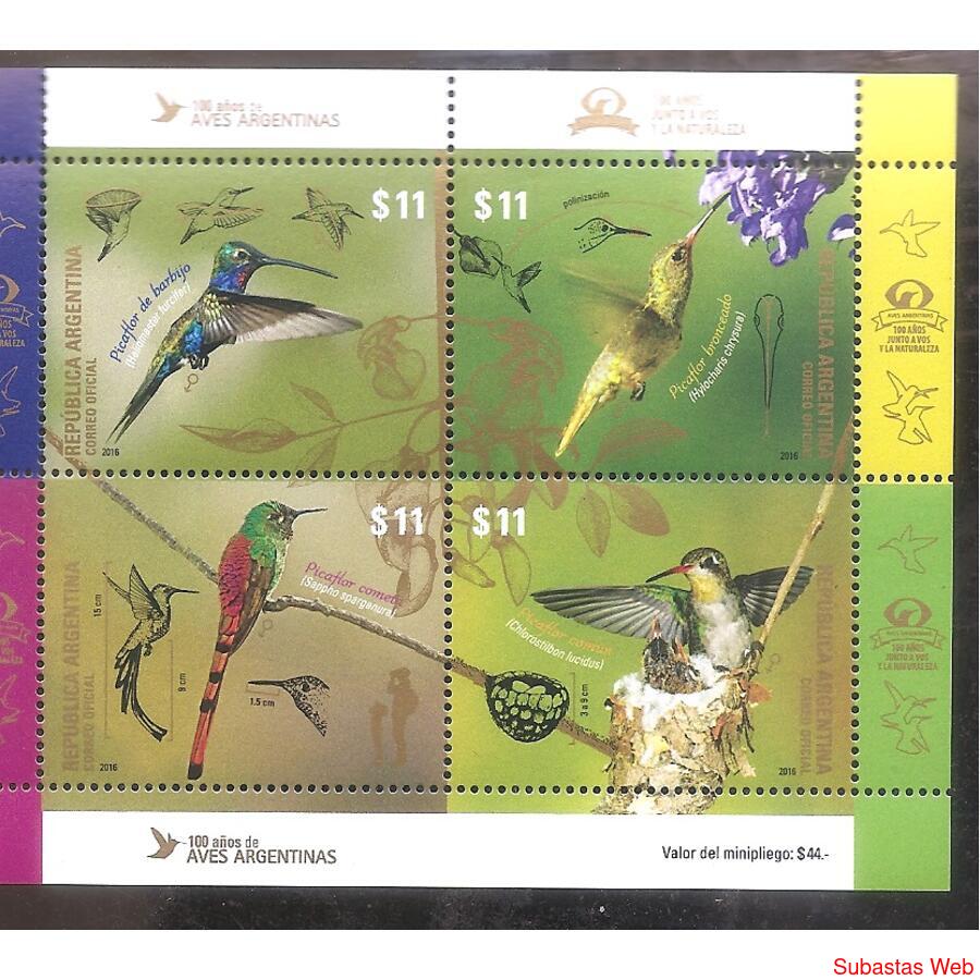 ARGENTINA 2016(BLOCK262)  BLOCK  AVES ARGENTINAS   MINT