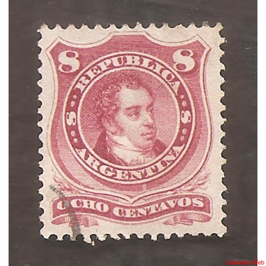ARGENTINA 1877(38) PROCERES:  RIVADAVIA  TIPO II,  USADA