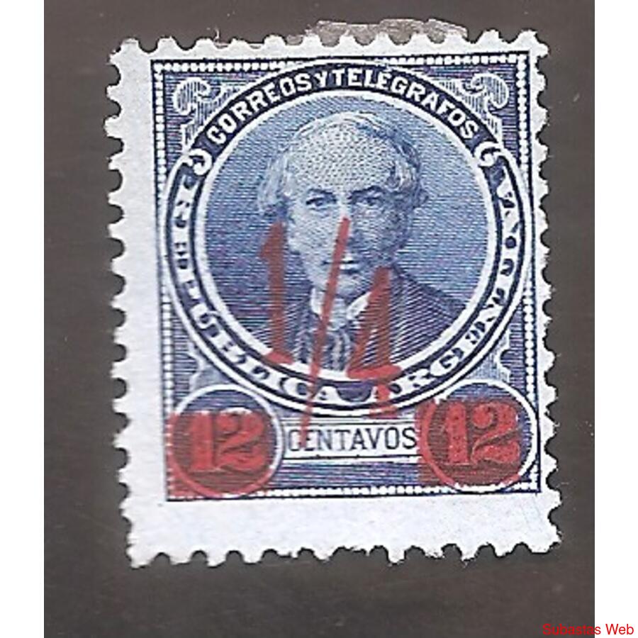 ARGENTINA 1890(91I)  ALBERDI SOBRECARGA ROJA NSG