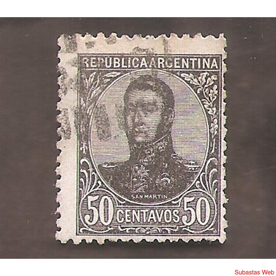 ARGENTINA 1908(146) SAN MARTIN EN OVALO  CON FILIGRANA USADA
