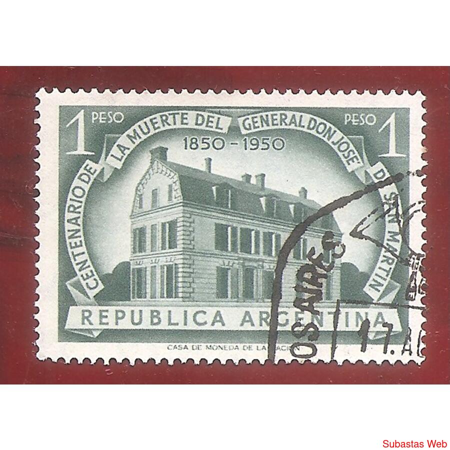 ARGENTINA 1950(508)  CENTENARIO DE SAN MARTIN  USADA