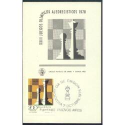 ARGENTINA 1978(1143) TARJETA PDE JUEGOS OLIMPICOS AJEDRES
