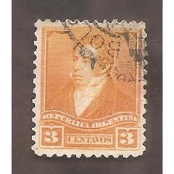 ARGENTINA 1892(97) 3 PROCERES  SOL CHICO  11,5x11,5  USADA