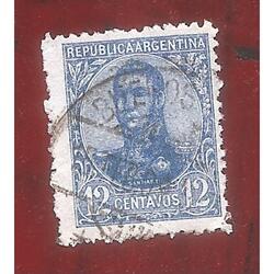 ARGENTINA 1908(141B) SAN MARTIN EN OVALO   13,5x13,5  USADA
