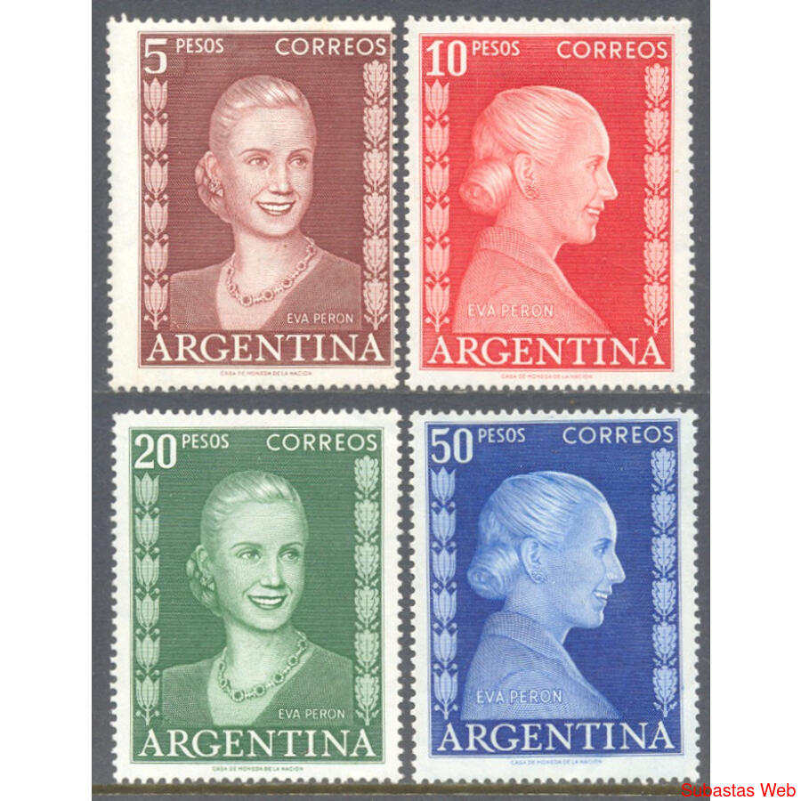ARGENTINA GJ1019/1022 EVITA PERON. LOS 4 VALORES ALTOS U$70