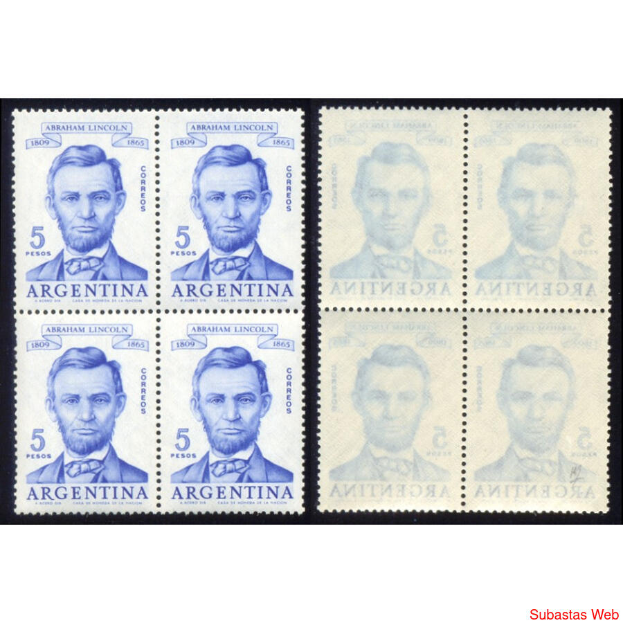 ARGENTINA 1168A LINCOLN CUADRO PAPEL SATINADO + RETINTADO!!!