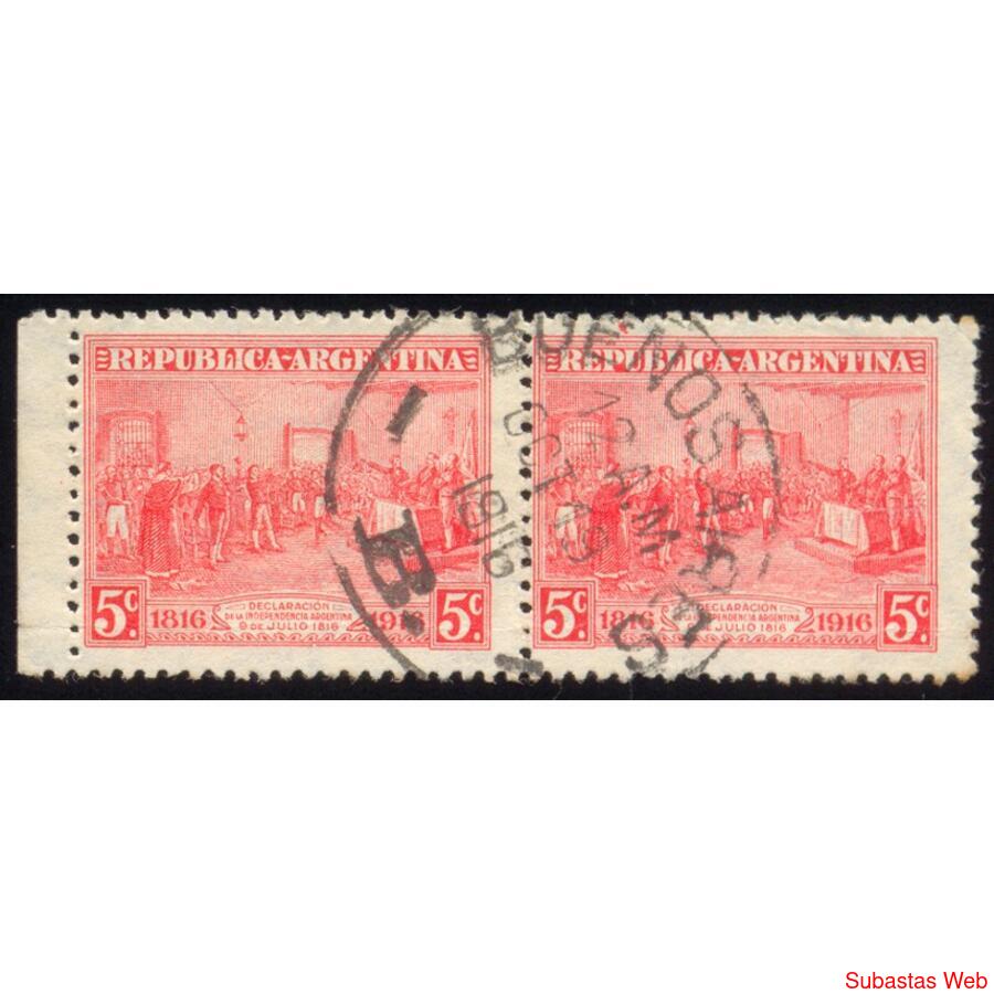 ARGENTINA GJ413 PAREJA CON RARA FILIG Hex HORIZONTAL U$24.00