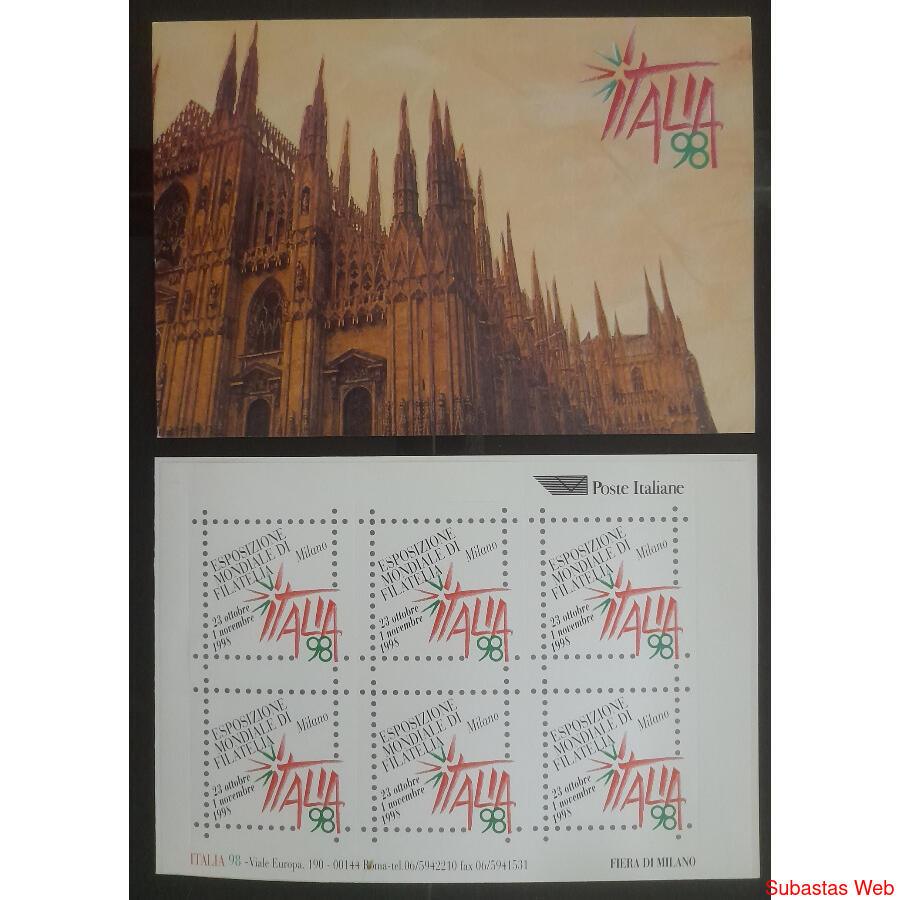 ITALIA 1998 PLANCHA COMPLETA MINT x6 VIÑETAS EXPO FILATELICA
