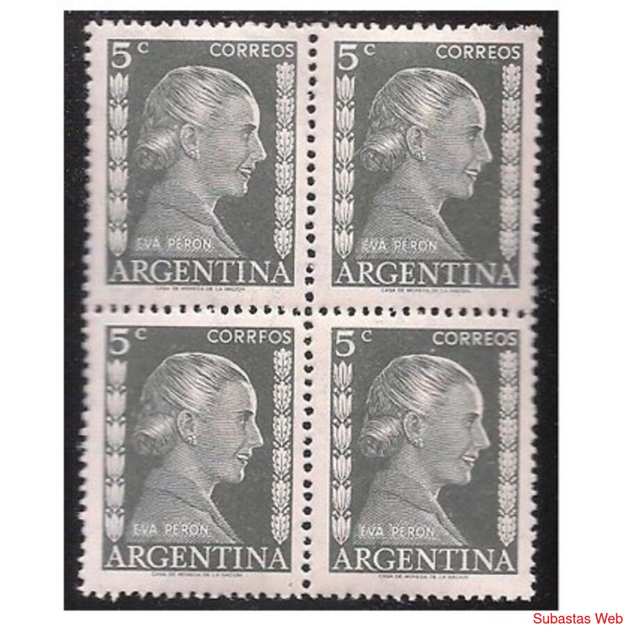 Estampilla Eva Perón c/ error  “CORRF0S” en lugar de CORREOS