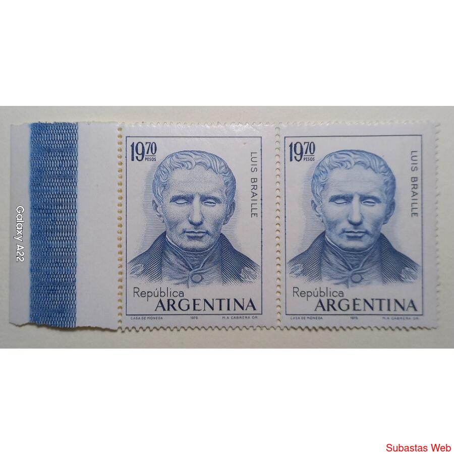Sello Postal. Luis Braille. Detalles y Errores.