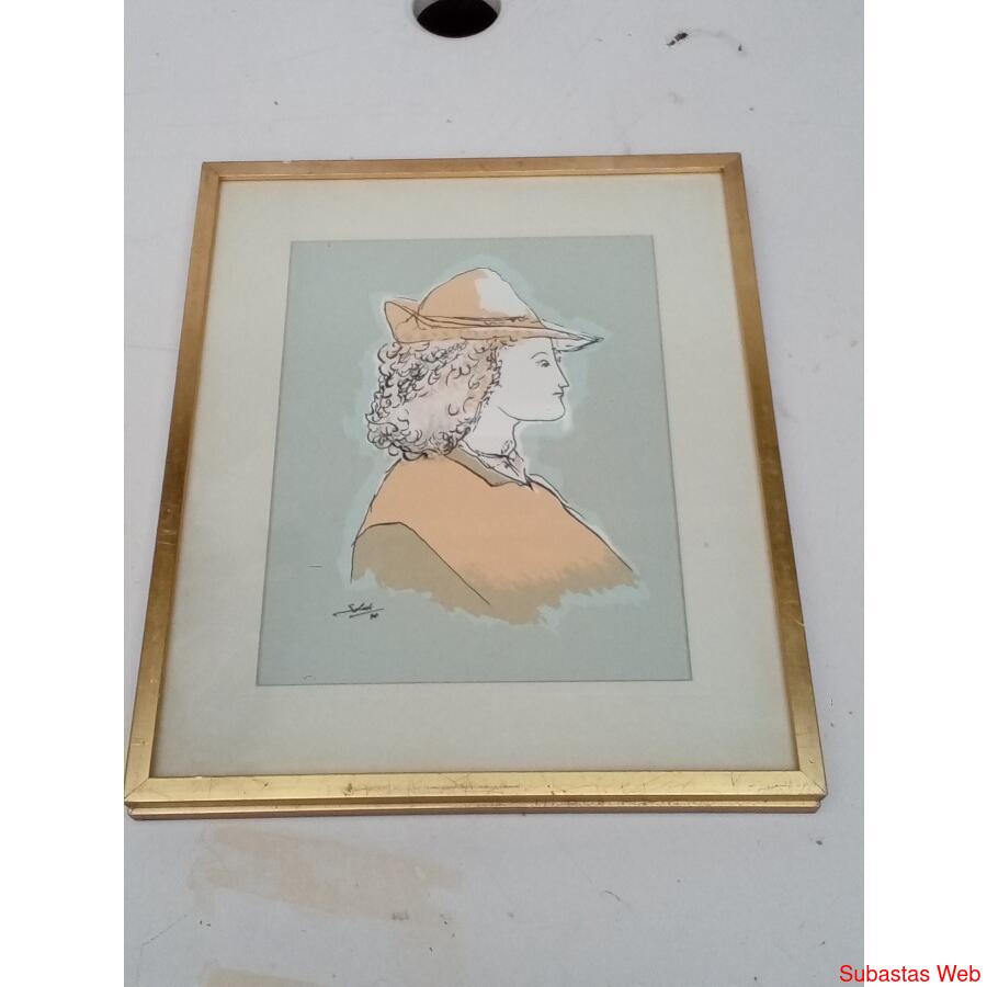 Cuadro Raúl Soldi 1990 (28x33cm) sombrero