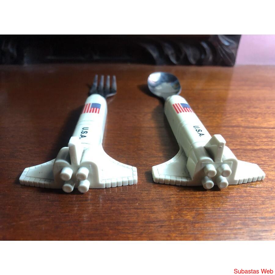 ANTIGUA CUCHARA Y TENEDOR made in USA modelo NASA Opilarsur