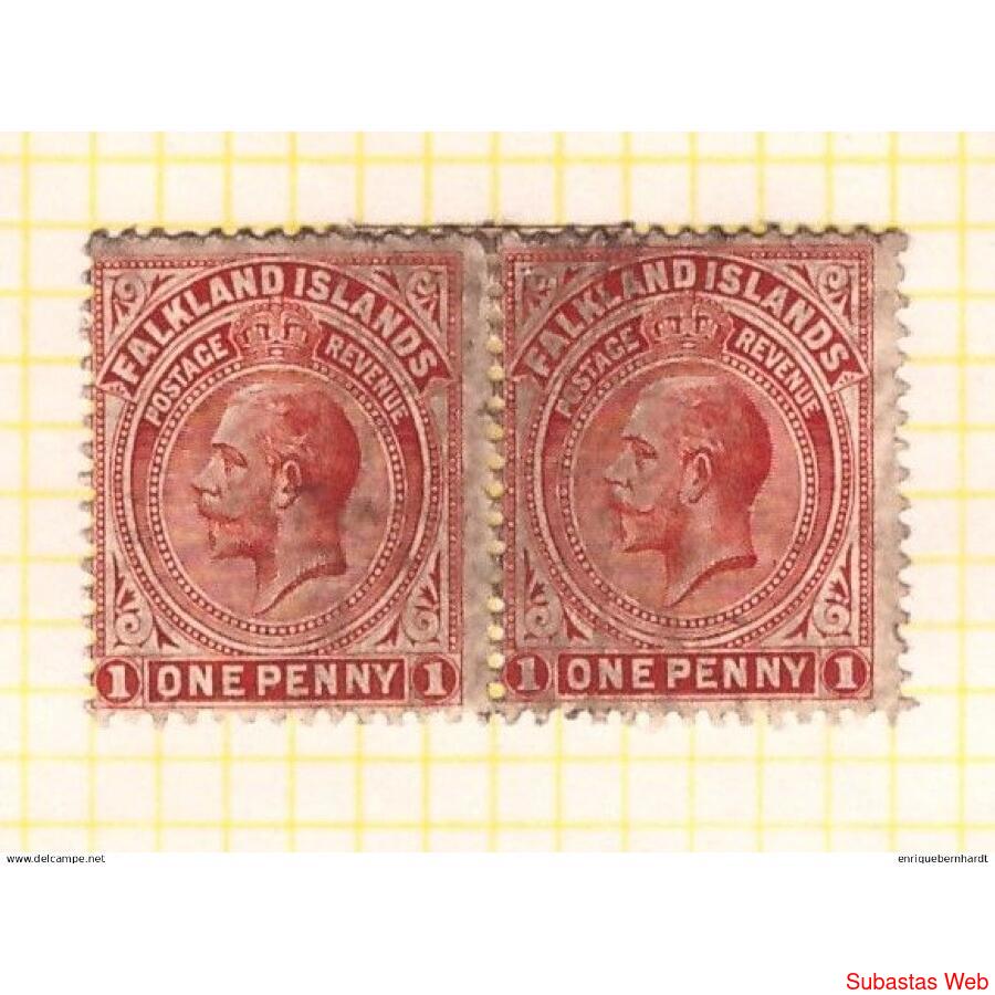 FALKLAND ISLANDS // PAR DE SELLOS // 1 PENNY (1912) // SCOTT