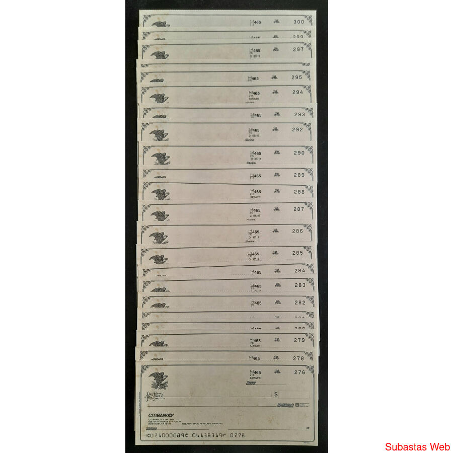 USA. LOTE DE 25 CHEQUES NUEVOS SIN USAR Y CONSECUTIVOS. @2
