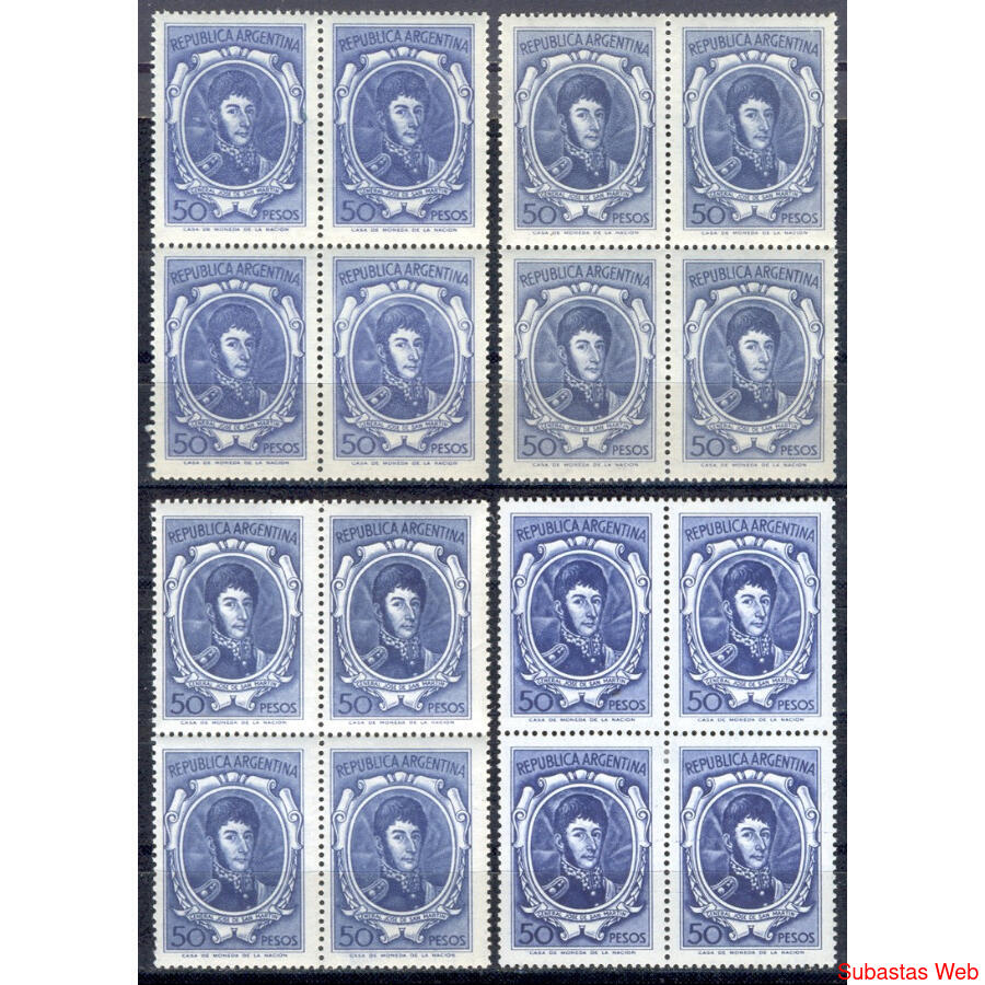ARGENTINA GJ1318, 1318A, 1319 y 1493. LOS 4 PAPELES U$ 46.00