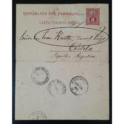 PARAGUAY, ARGENTINA 1893 ENTERO DIRIGIDO A CÓNSUL JUAN KURTH