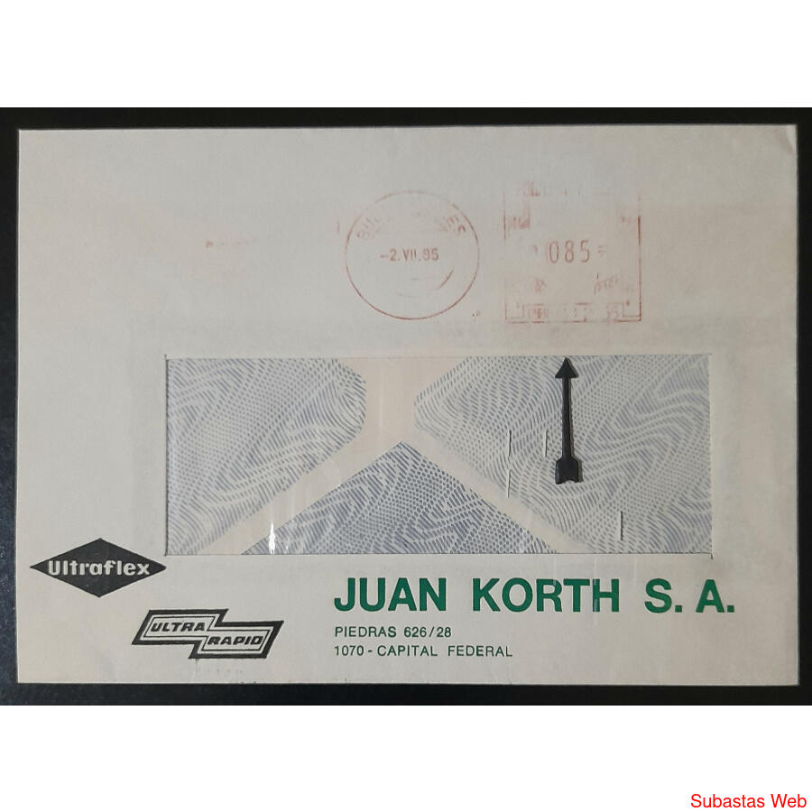 ARGENTINA 1985 SOBRE DE JUAN KORTH. S. A. **PERMISO 2955**