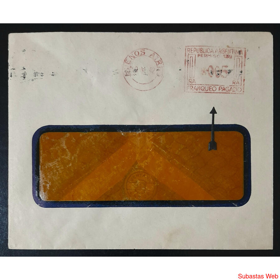 ARGENTINA 1942 SOBRE DE FIRMA A DETERMINAR **PERMISO 439**