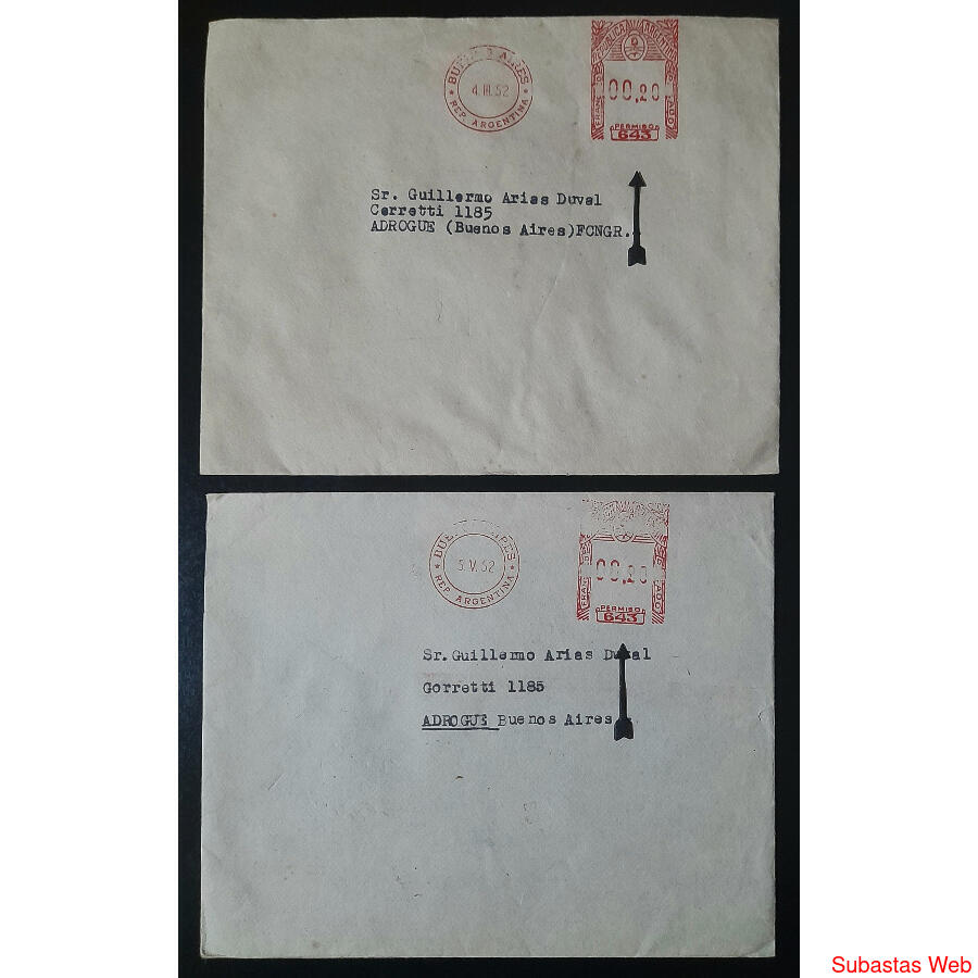 ARGENTINA 1952 SOBRES FIRMA A DETERMINAR *PERMISO 643*