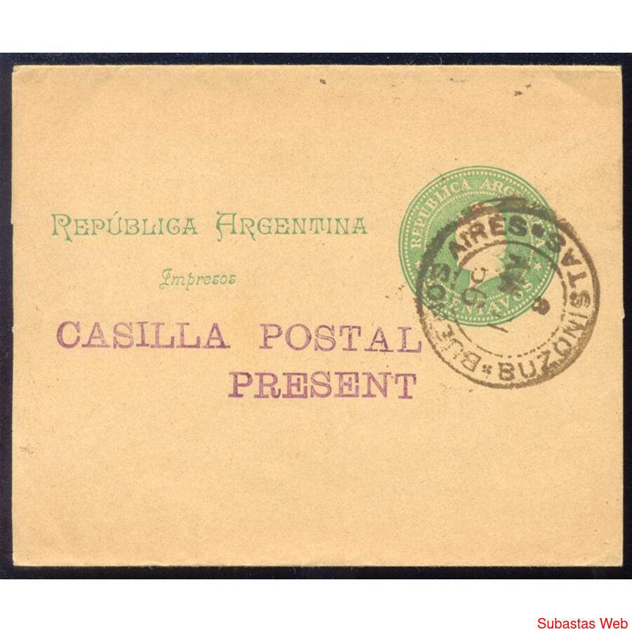 ARGENTINA 1889. FAJA POSTAL GJFAJ27 MATASELLO **BUZONISTA**