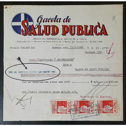 1950 ANTIGUA FACTURA DE LA **GACETA DE SALUD PUBLICA** MIRAR