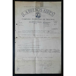 ARGENTINA1957 PÓLIZA DE SEGUROS DE LA BUENOS AIRES. RELIQUIA